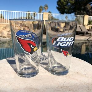 Set of 2 Different Bud Light Arizona Cardinals Pint Glasses